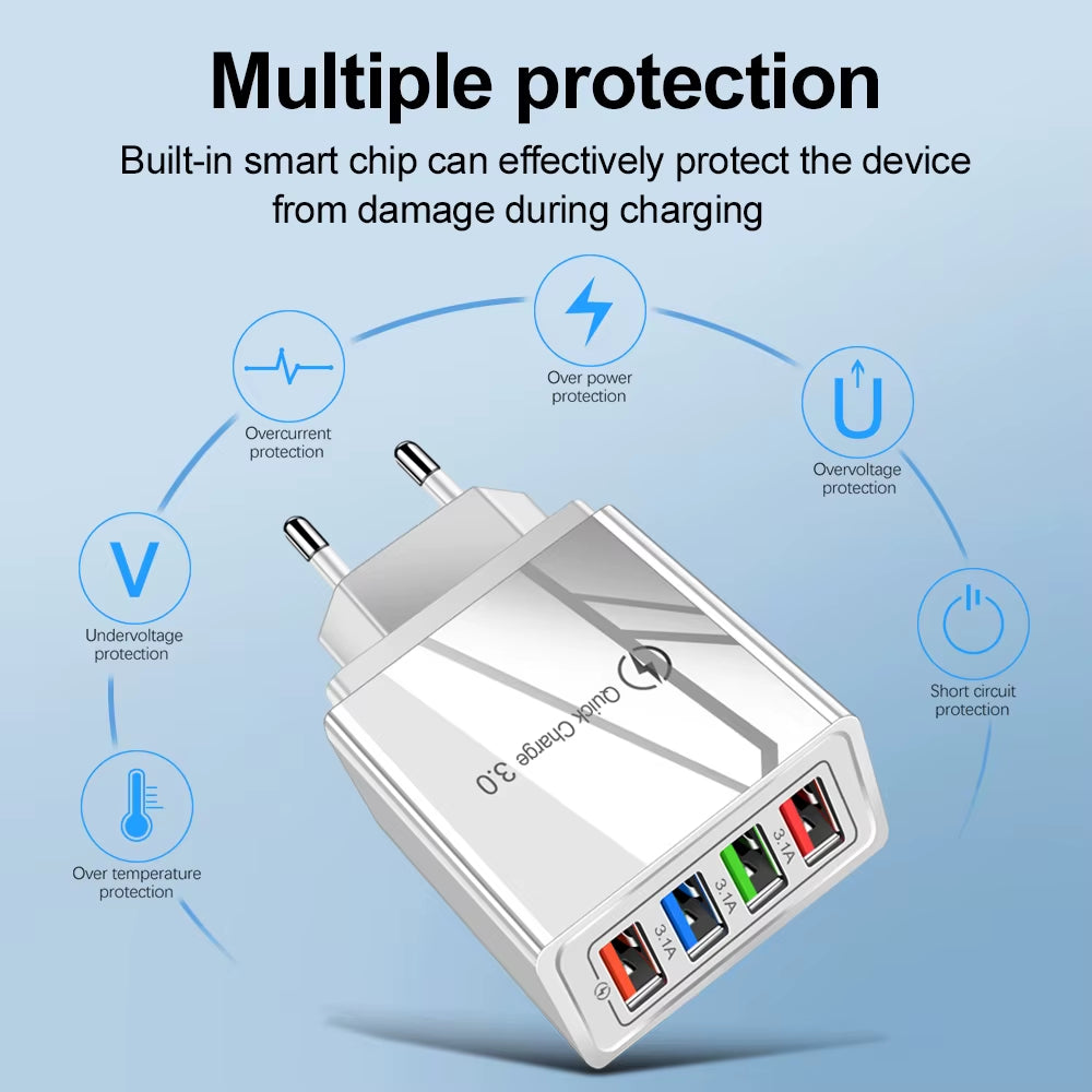 USB Charger Quick Charge 3.0 for Samsung Xiaomi Mi Tablets Mobile Phone Charger Adapter EU/US Plug Fast Charging