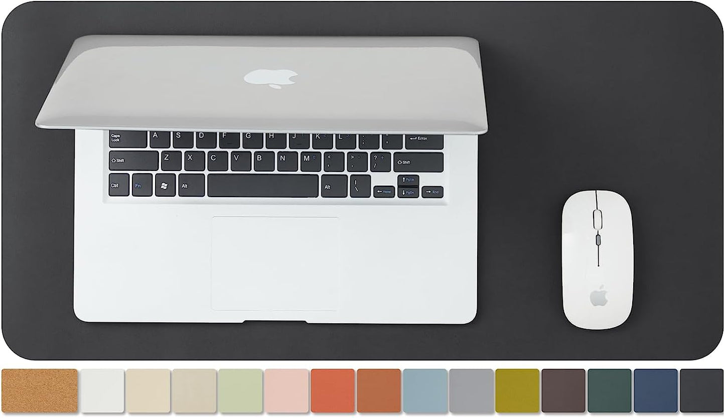 Compact Cork Desk Mat - Small Dual-Sided Desk Pad for Office and Home - Desk Organization and Accessories - Ideal for Large Mouse Pad and Small Desk Mats on Top of Desks(Black,60Cmx 30Cm)